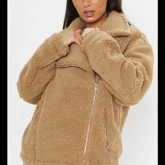 Teddy Coat Camel Borg Biker - Picture 3 of 6